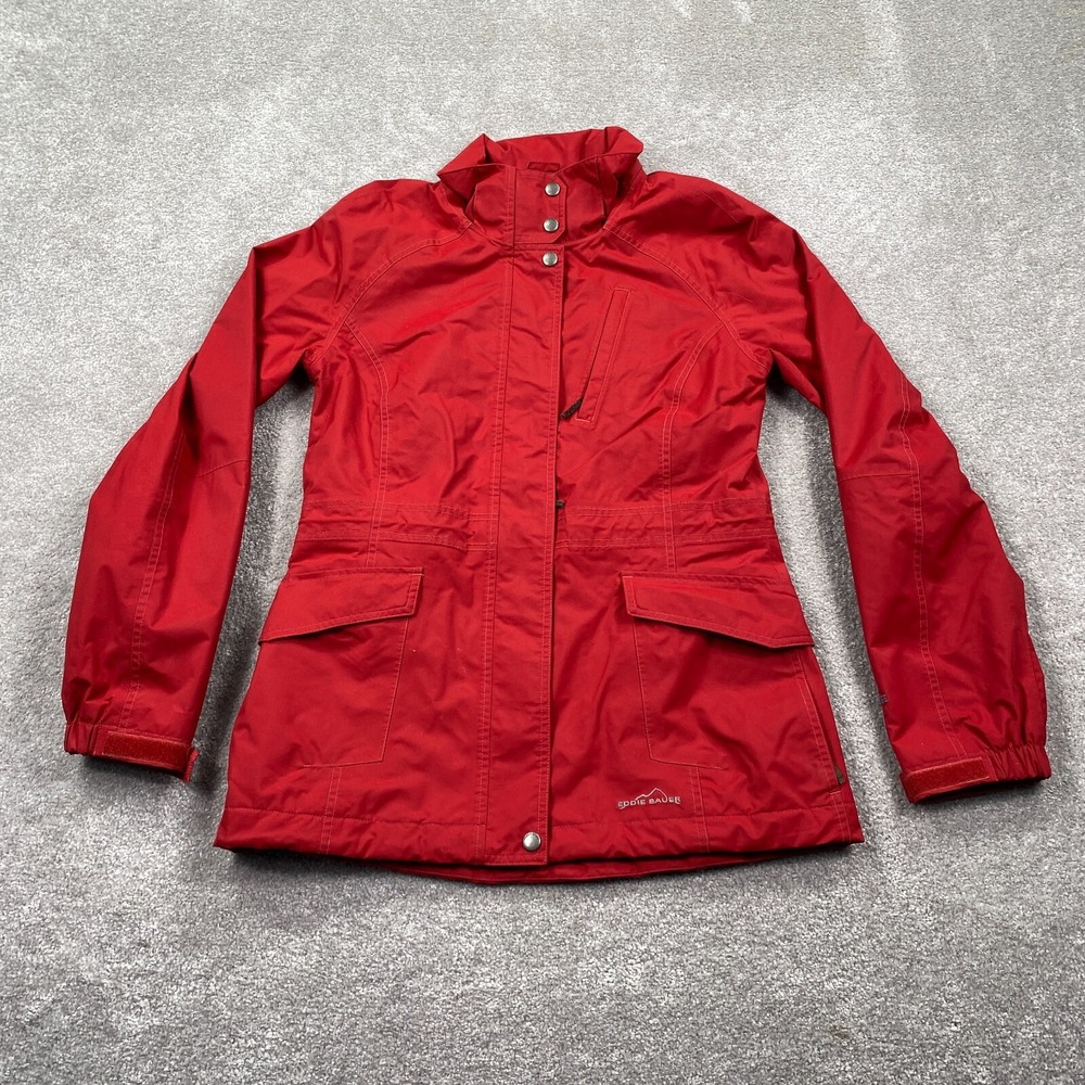 Eddie Bauer Weatheredge Women's Rain Jacket Hike Windbreaker Coat‎ Size S Red